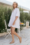 Doran Mini Dress - Beige White