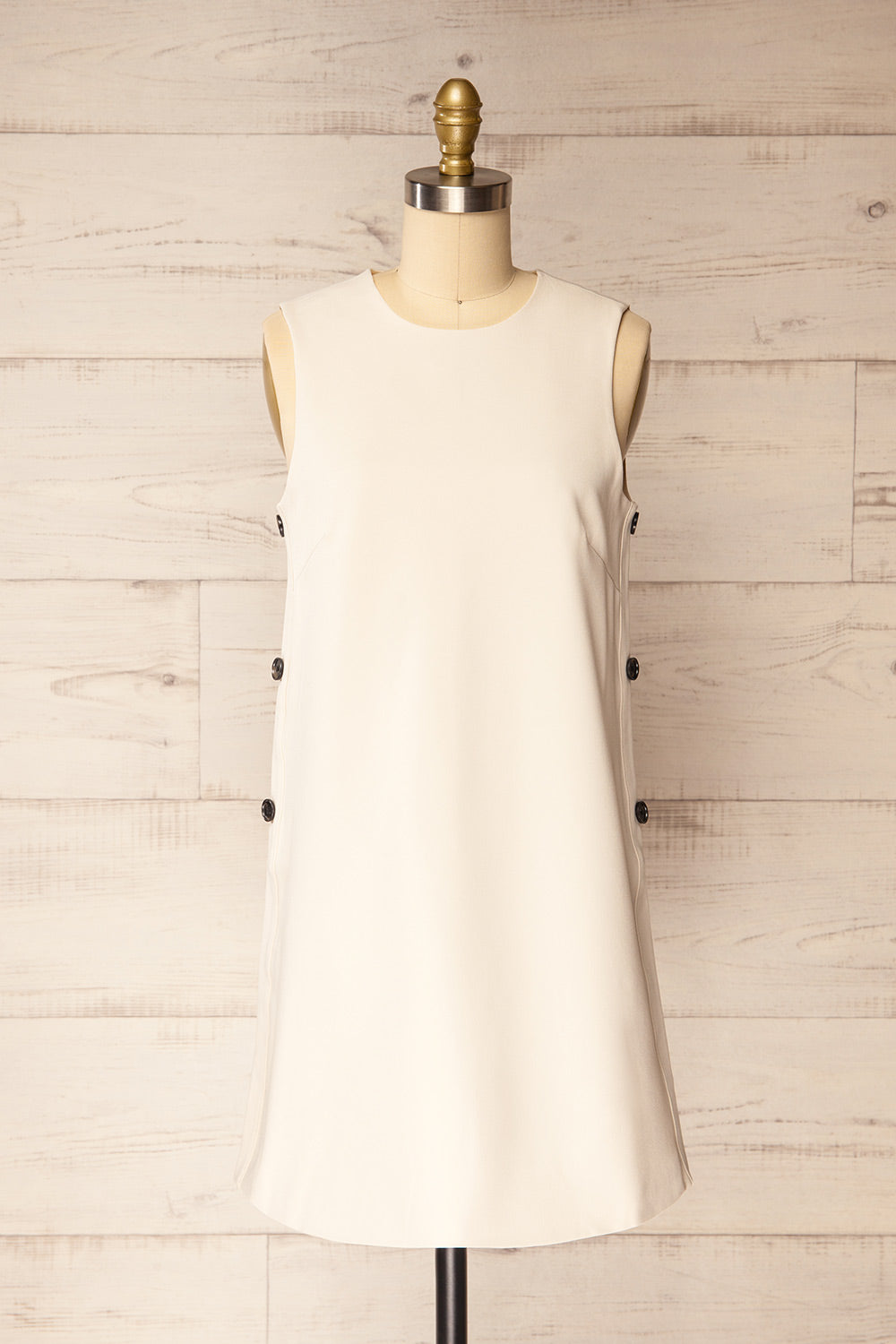Phedi Beige | Sleeveless Dress with Button Detailing