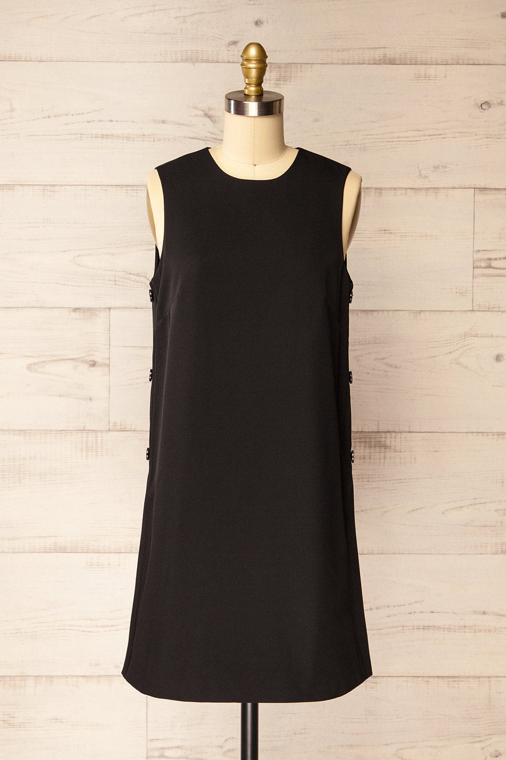 Phedi Black | Sleeveless Dress with Button Detailing