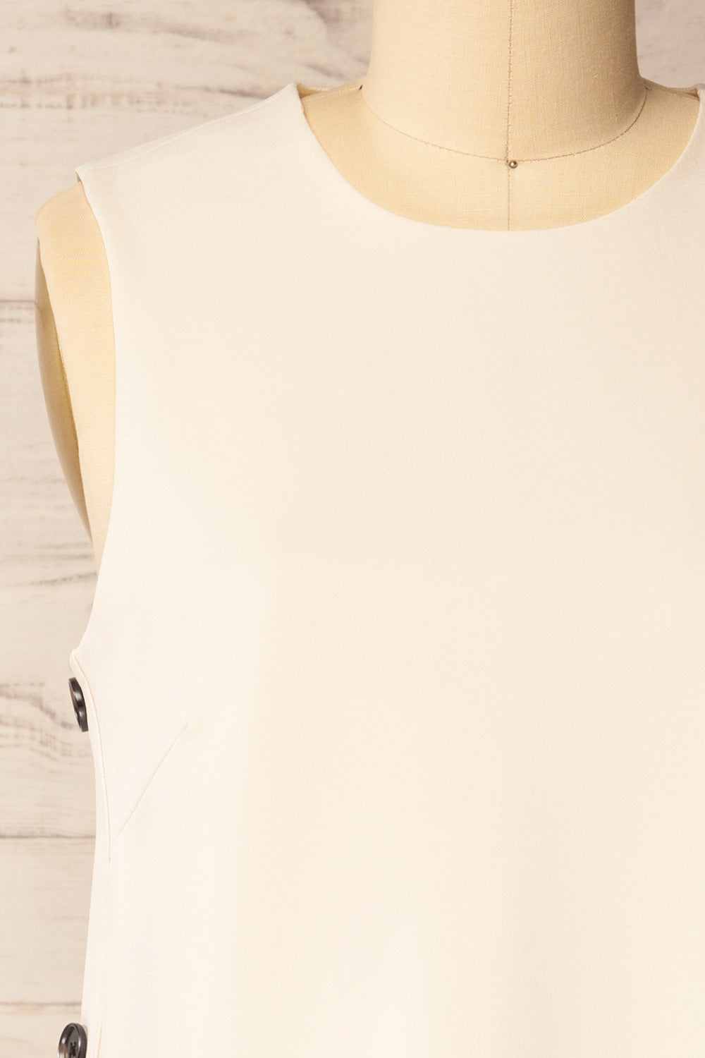 Phedi Beige | Sleeveless Dress with Button Detailing