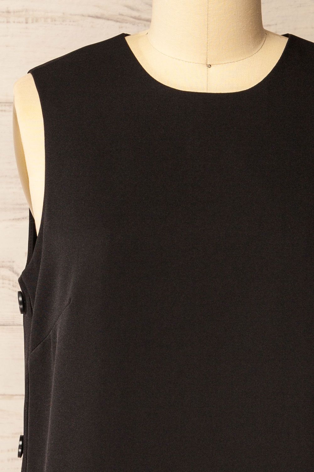 Phedi Black | Sleeveless Dress with Button Detailing