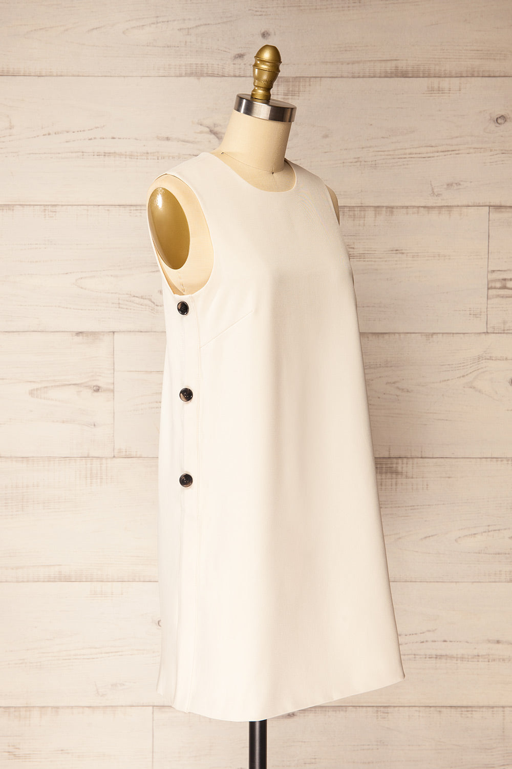 Phedi Beige | Sleeveless Dress with Button Detailing