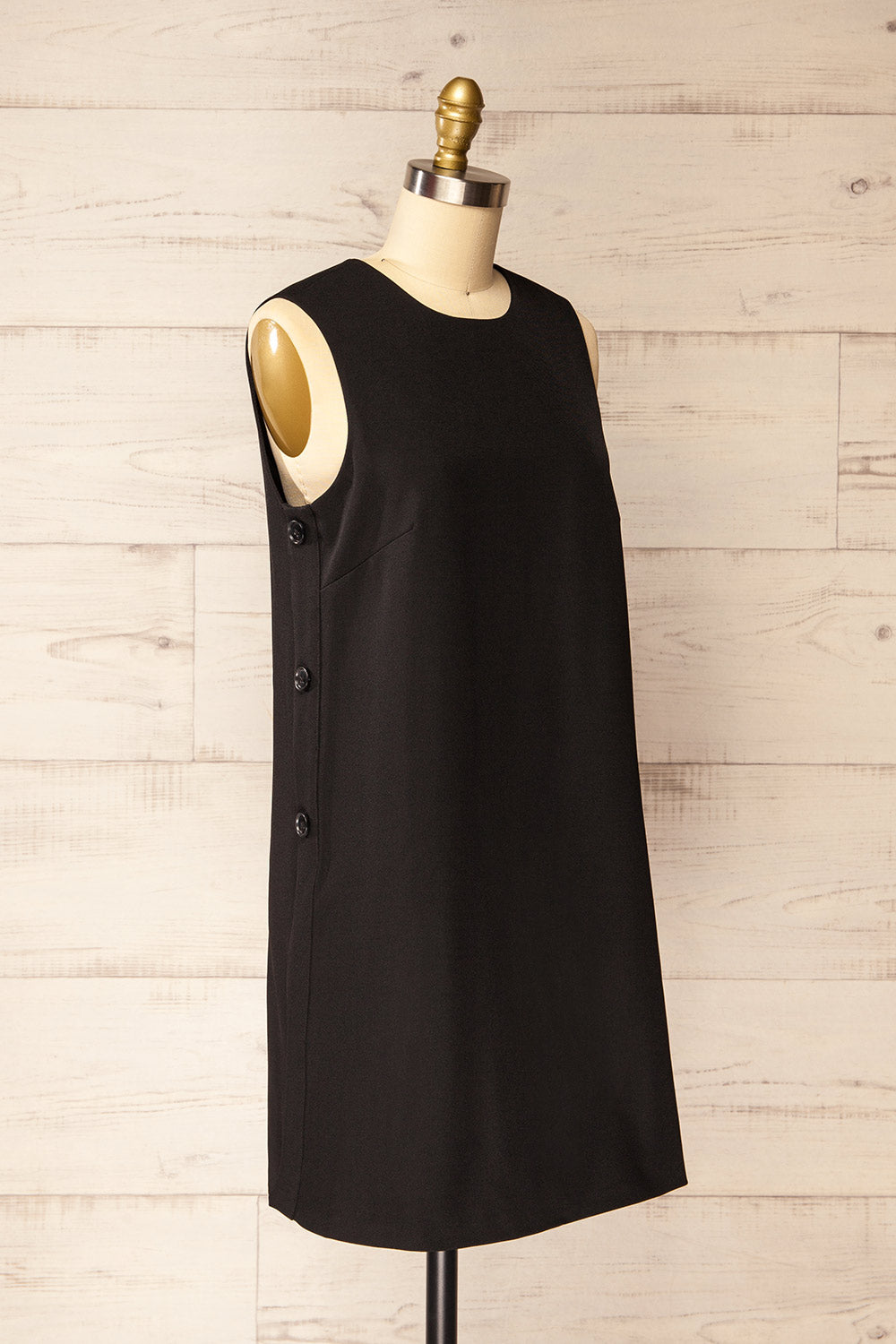 Phedi Black | Sleeveless Dress with Button Detailing