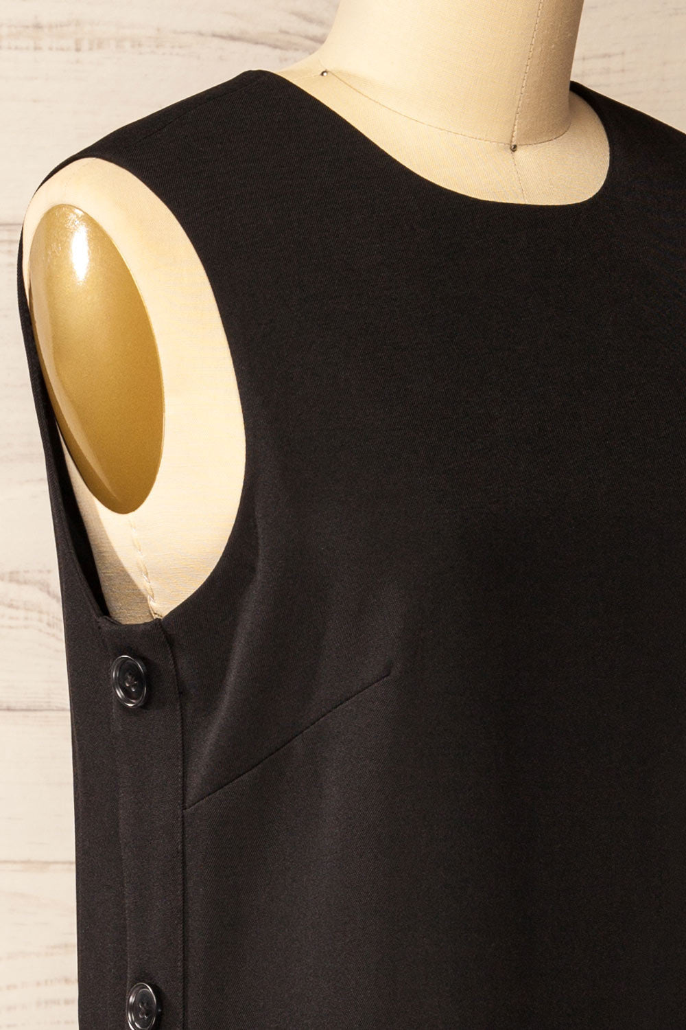 Phedi Black | Sleeveless Dress with Button Detailing