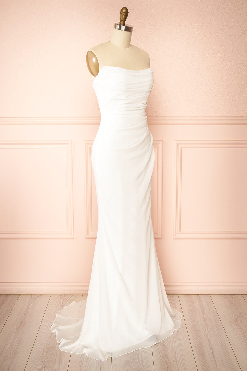 Pricille | Strapless Chiffon Fitted Wedding Dress