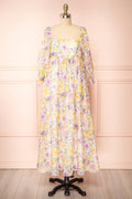 Quinnie | Shimmery Floral Midi Dress with an Empire Waist