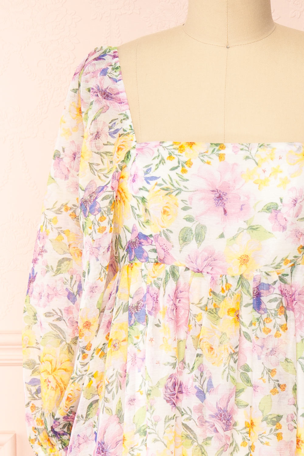 Quinnie | Shimmery Floral Midi Dress with an Empire Waist
