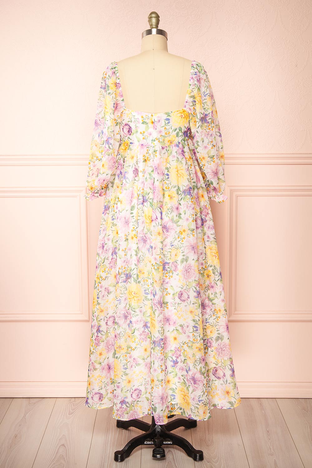 Quinnie | Shimmery Floral Midi Dress with an Empire Waist