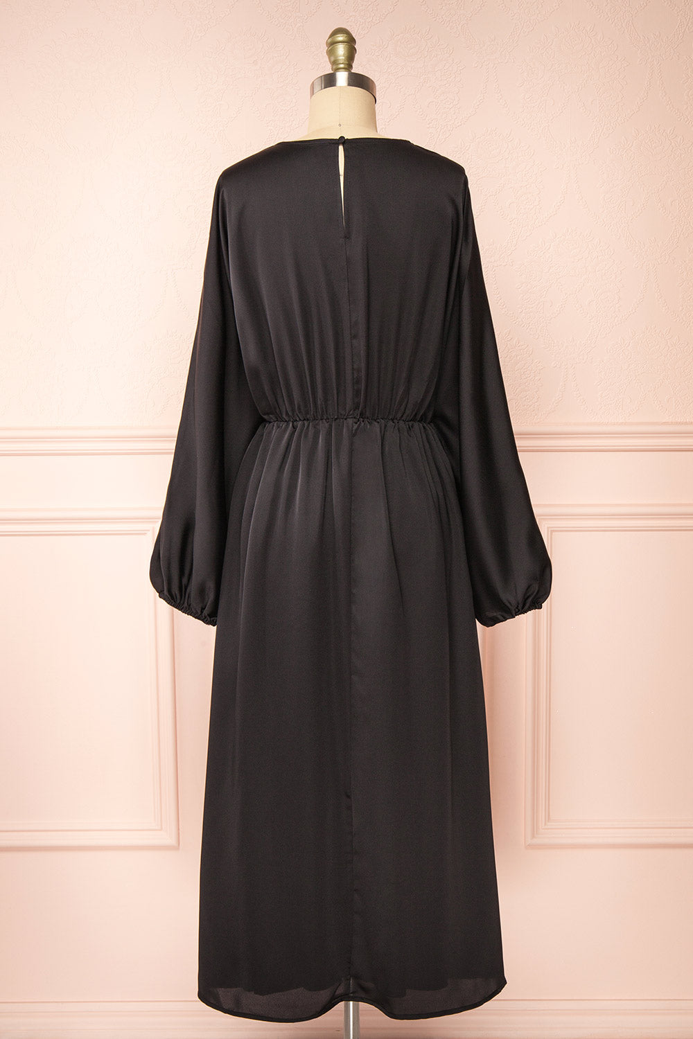 Reneane Black | Long Sleeve Midi A-Line Dress