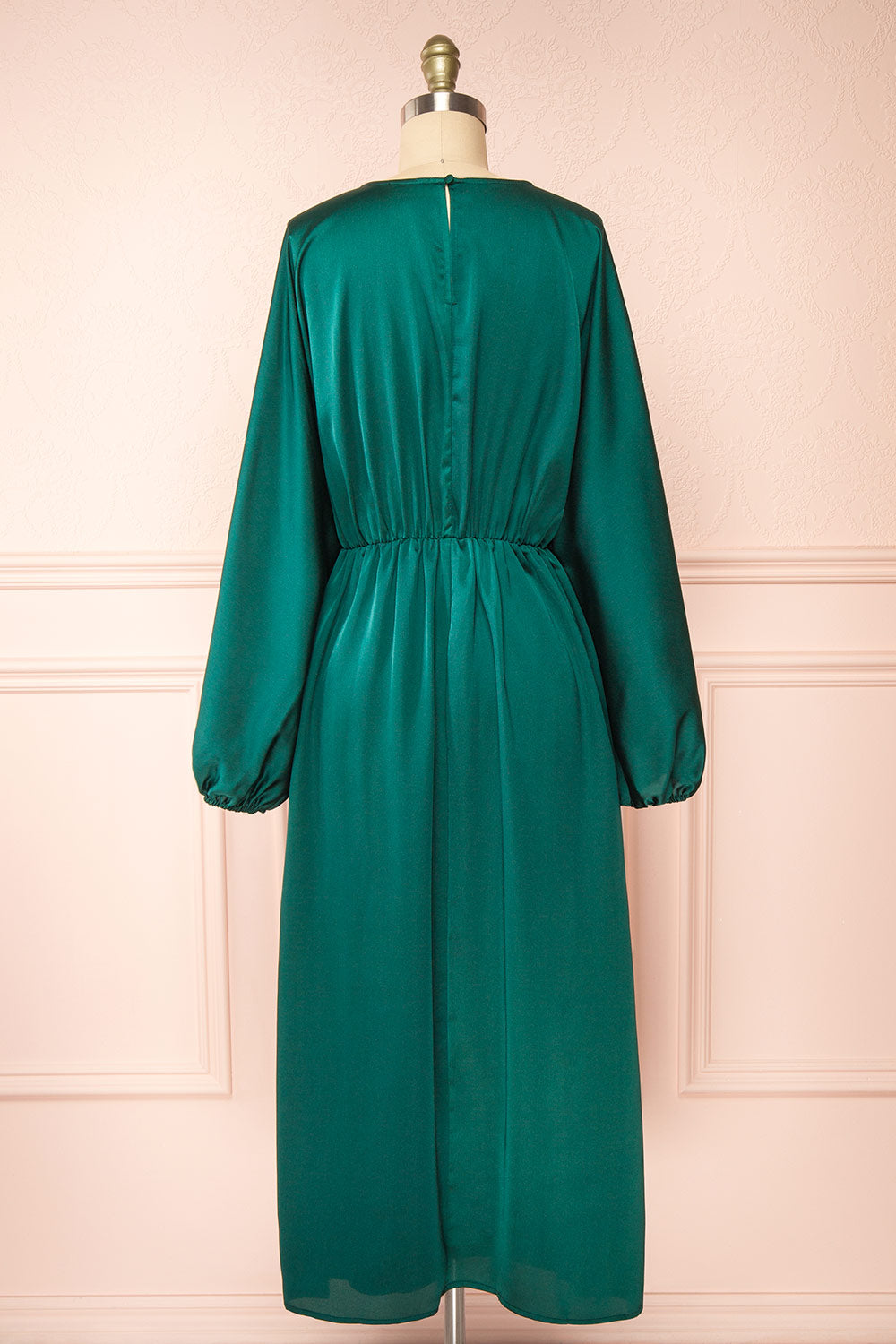 Reneane Green | Long Sleeve Midi A-Line Dress