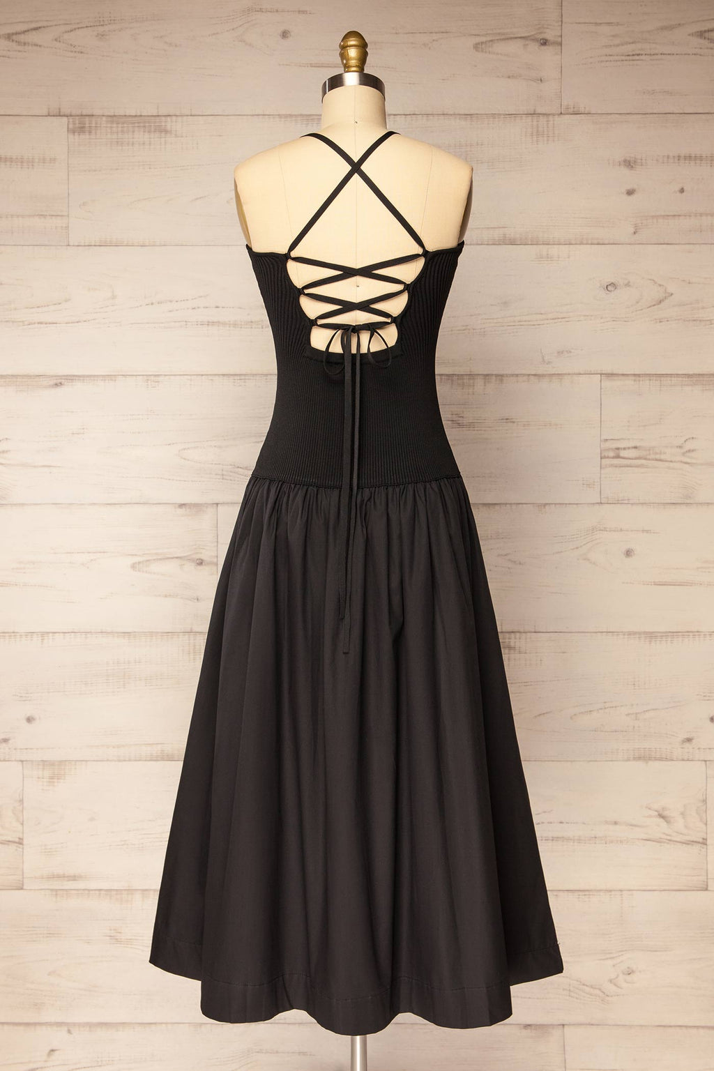 Rhory | Black Midi Dress with Open Back