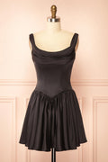 Romia Black | Satin Short Corset Dress