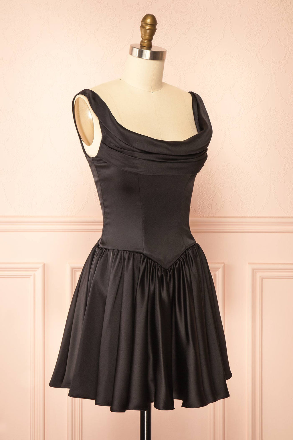 Romia Black | Satin Short Corset Dress