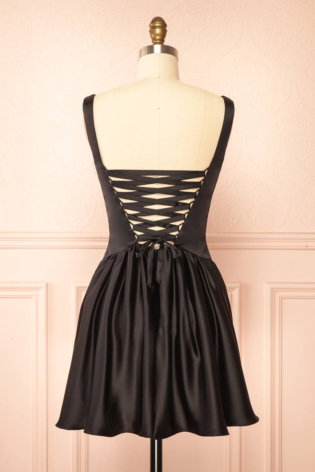 Romia Black | Satin Short Corset Dress