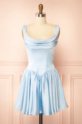 Romia Light Blue | Satin Short Corset Dress