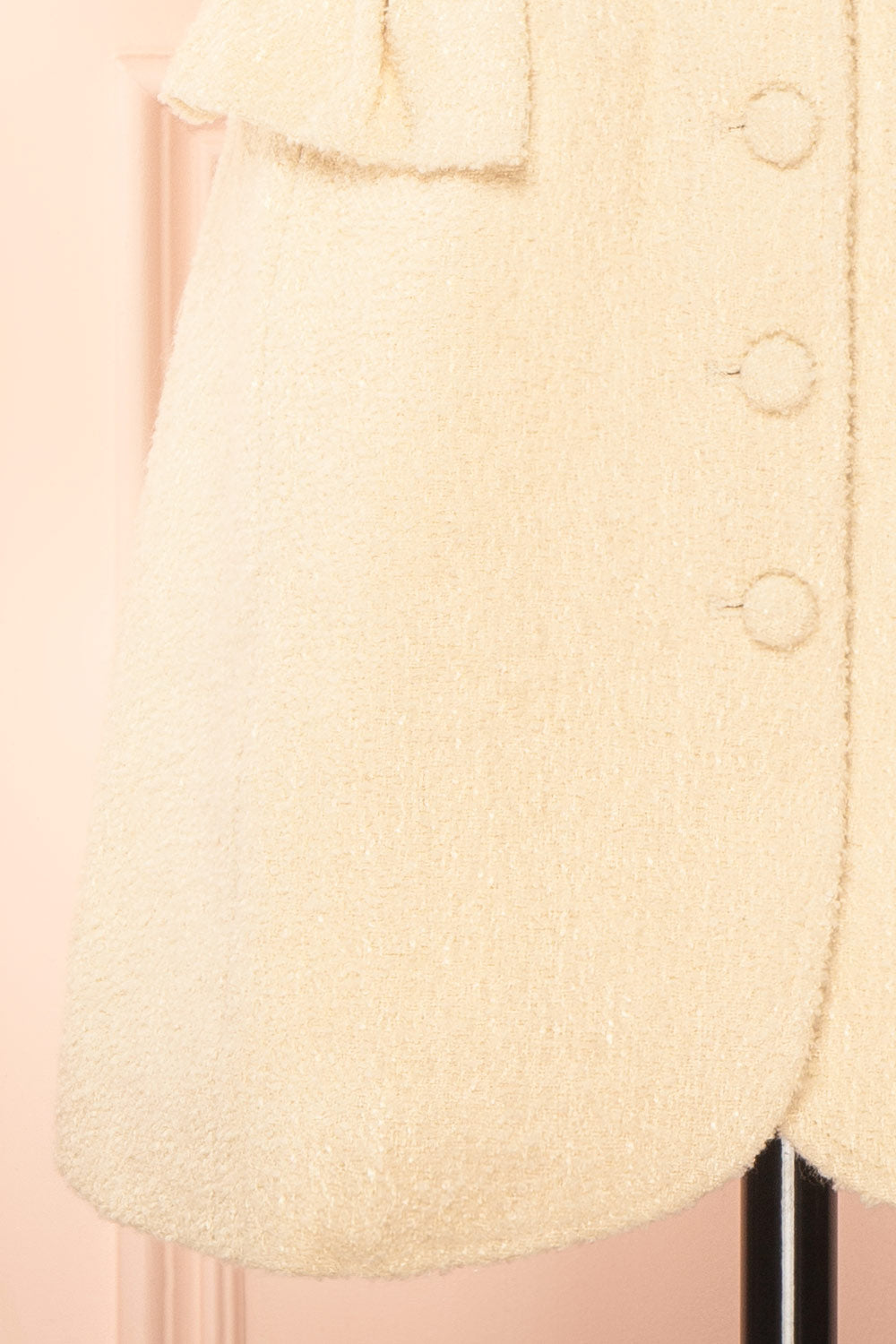 Rosamund | Short Ivory Button-Up Tweed Dress with Pockets