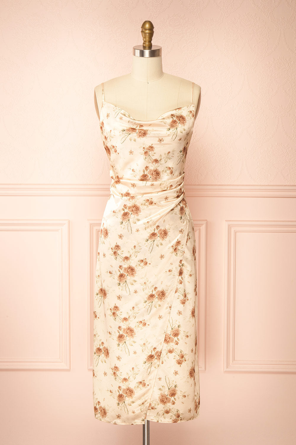 Rossy | Cowl Neck Floral Midi Dress