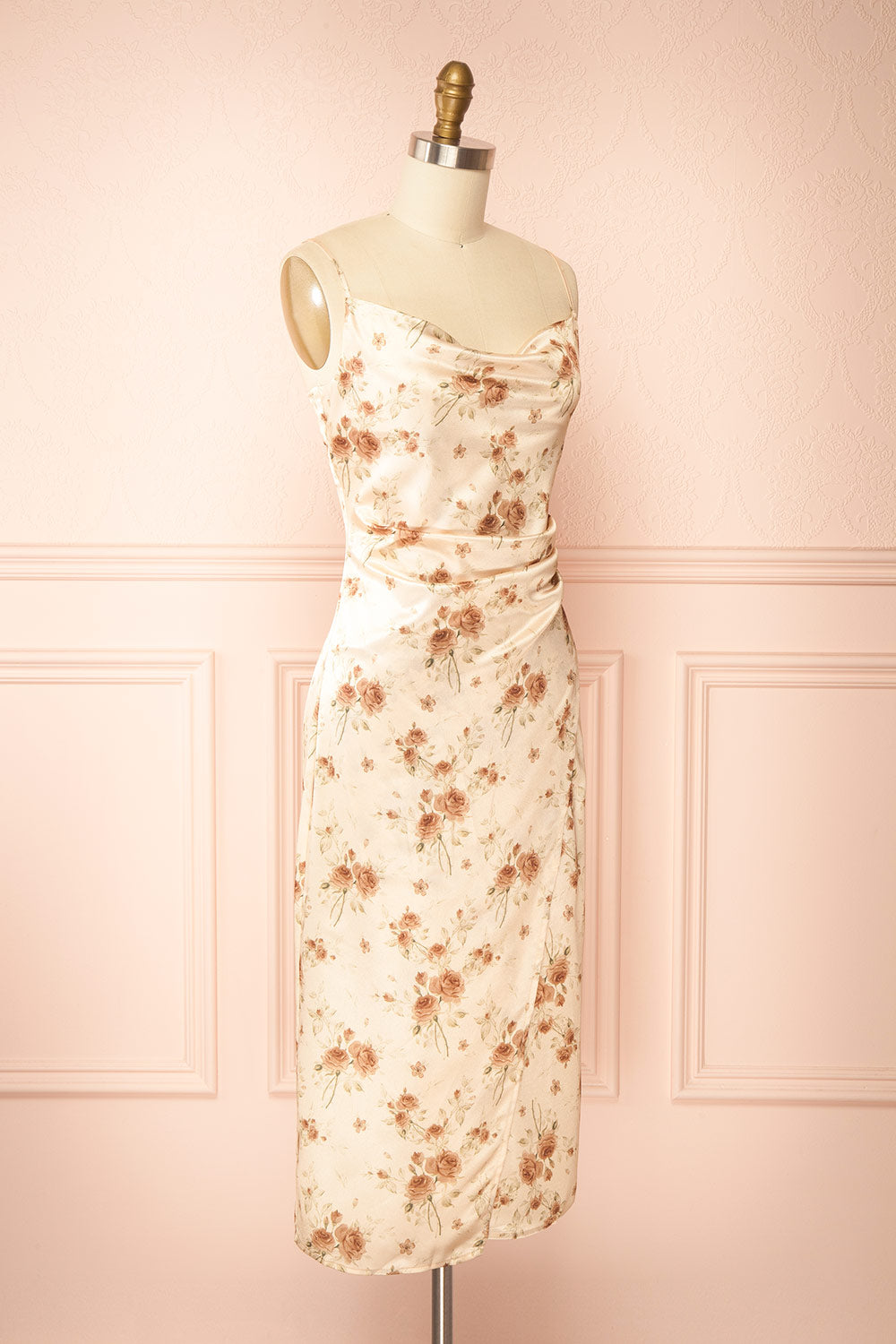 Rossy | Cowl Neck Floral Midi Dress