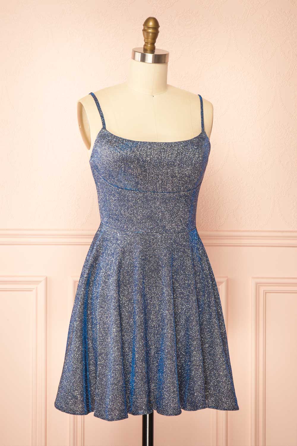 Rowyn Navy | Short Sparkly Dress with Pockets
