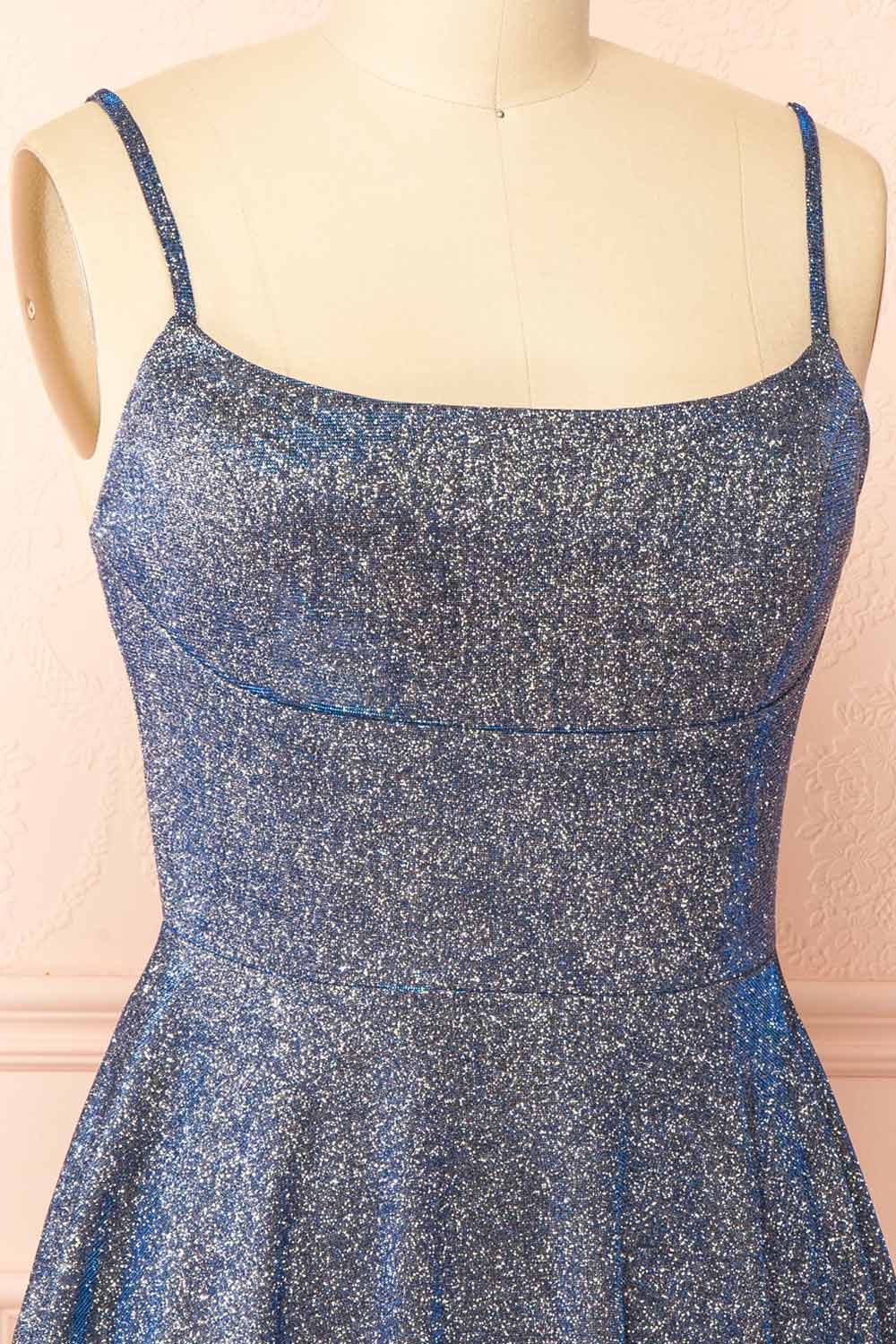 Rowyn Navy | Short Sparkly Dress with Pockets