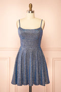 Rowyn Navy | Short Sparkly Dress with Pockets