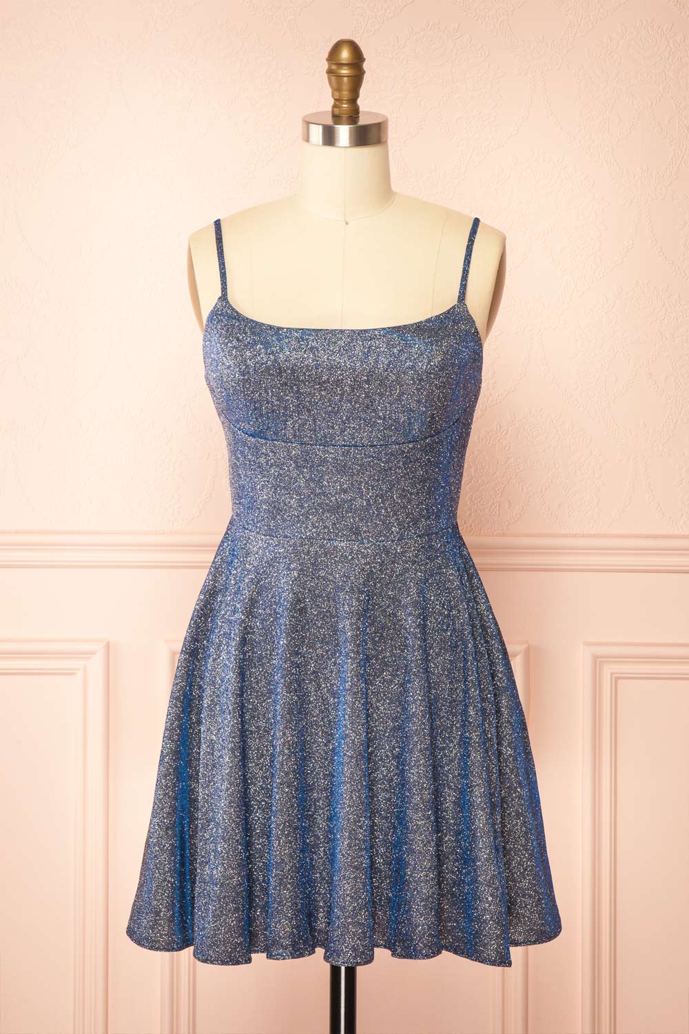 Rowyn Navy | Short Sparkly Dress with Pockets
