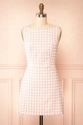 Sabinna | Pink Gingham Broderie Mini Dress with Back Tie