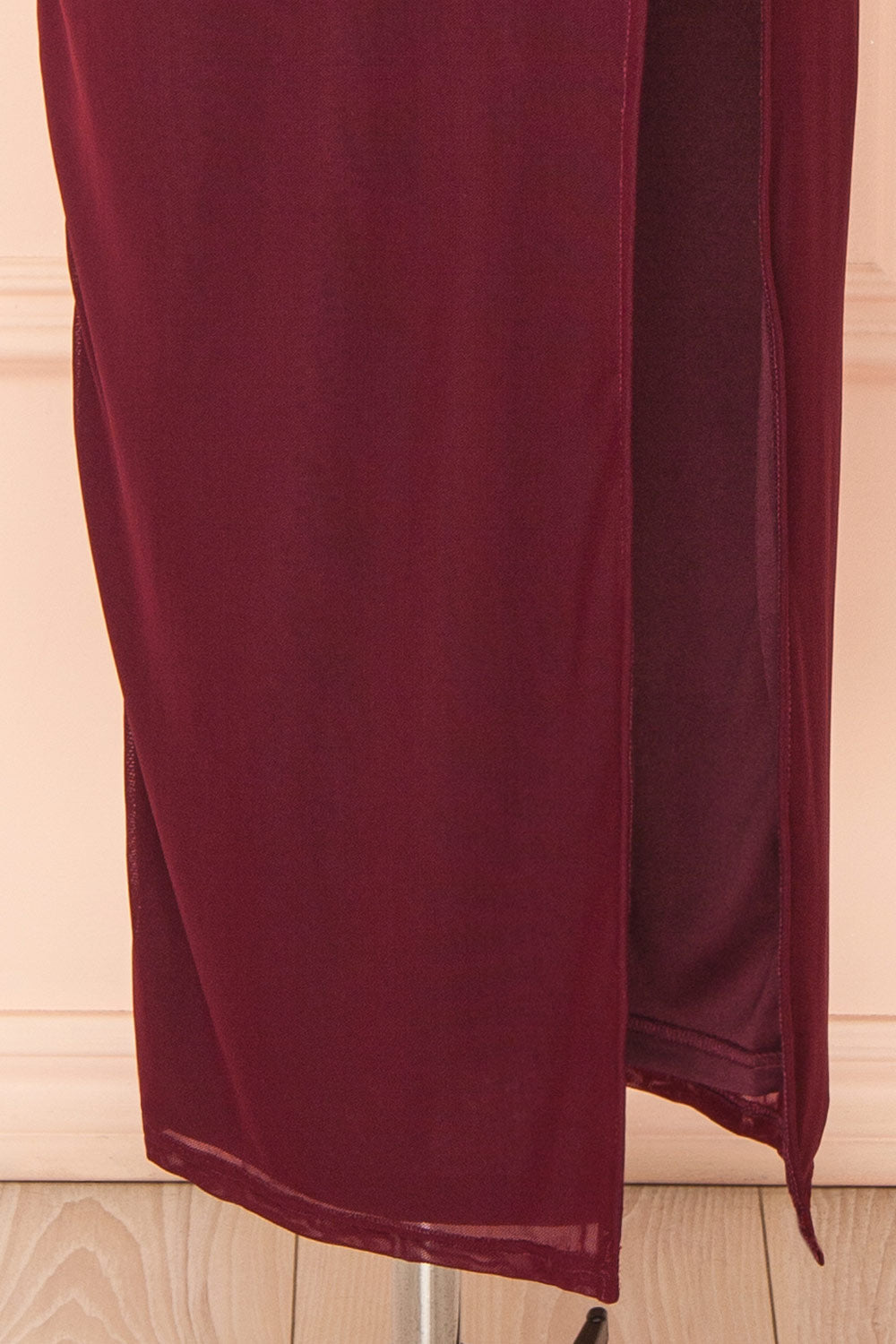 Safietou | Burgundy Corset Style Midi Dress with Slit