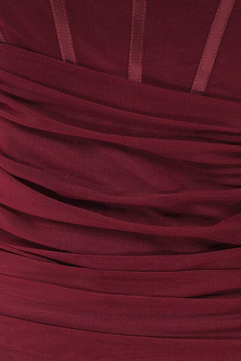 Safietou | Burgundy Corset Style Midi Dress with Slit