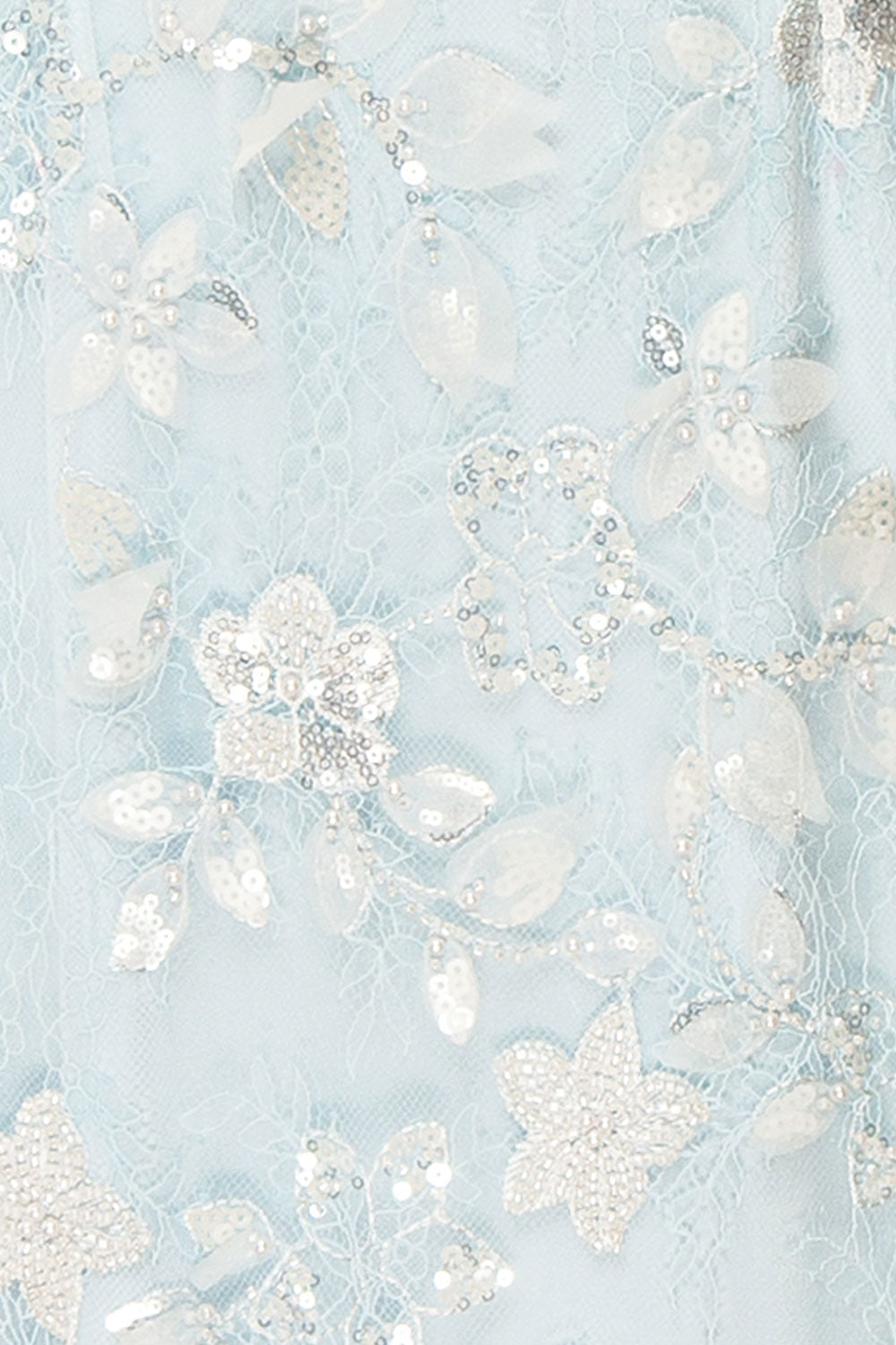 Sahida Blue | Lace Maxi Dress with Floral Appliqués