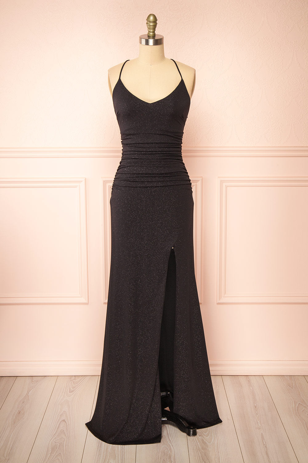 Samira Black | Sparkly Mermaid Maxi Dress with Slit