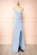 Samira Light Blue | Sparkly Mermaid Maxi Dress with Slit