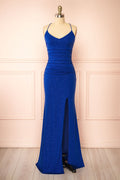 Samira Blue | Sparkly Mermaid Maxi Dress with Slit