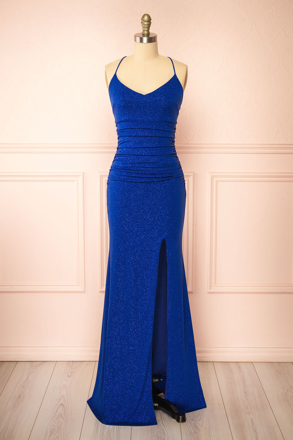 Samira Blue | Sparkly Mermaid Maxi Dress with Slit