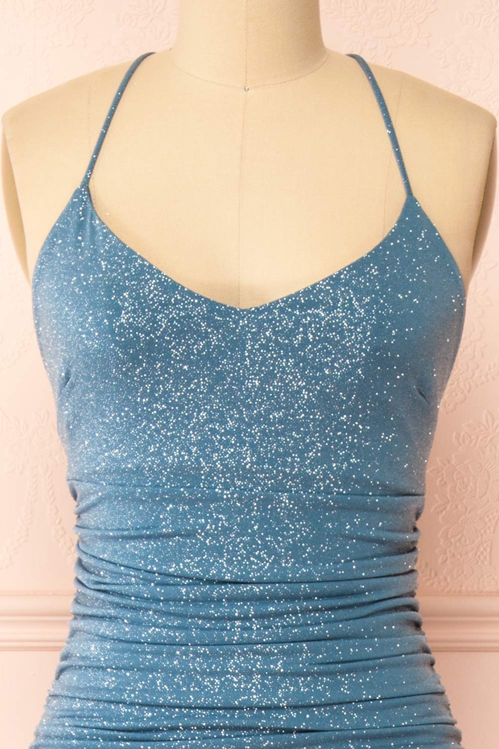 Samira Blue Grey | Sparkly Mermaid Maxi Dress with Slit