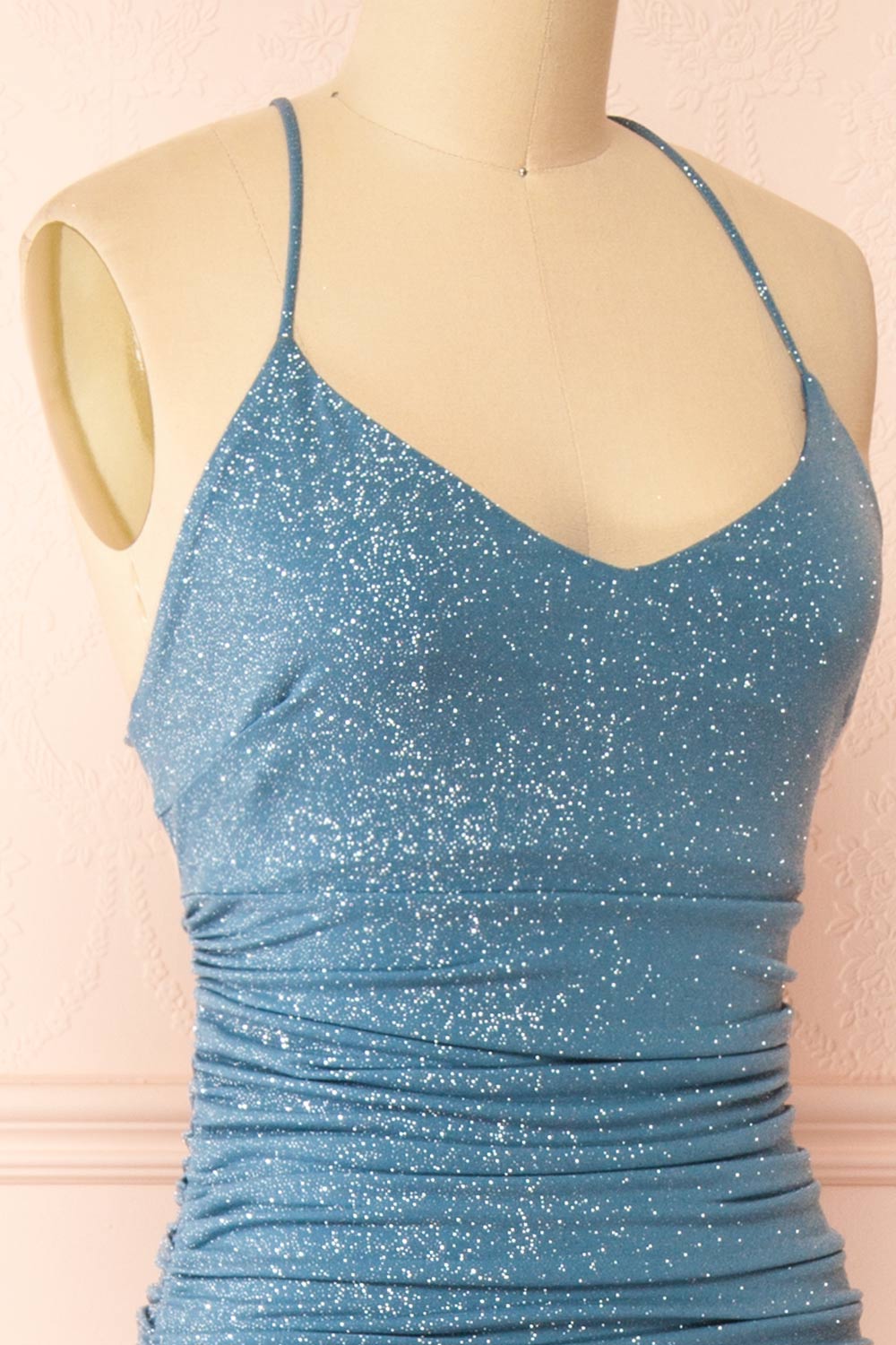 Samira Blue Grey | Sparkly Mermaid Maxi Dress with Slit