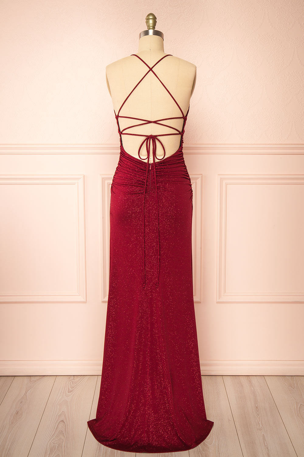 Samira Burgundy | Sparkly Mermaid Maxi Dress with Slit
