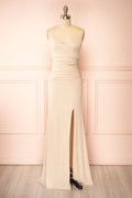 Samira Champagne | Sparkly Mermaid Maxi Dress with Slit