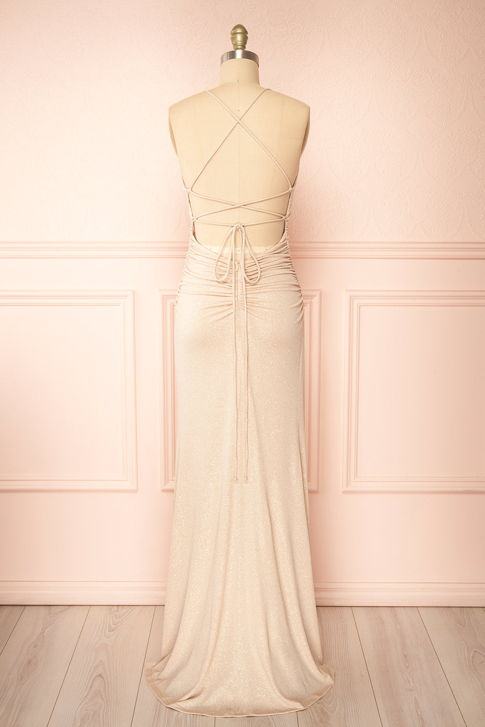 Samira Champagne | Sparkly Mermaid Maxi Dress with Slit