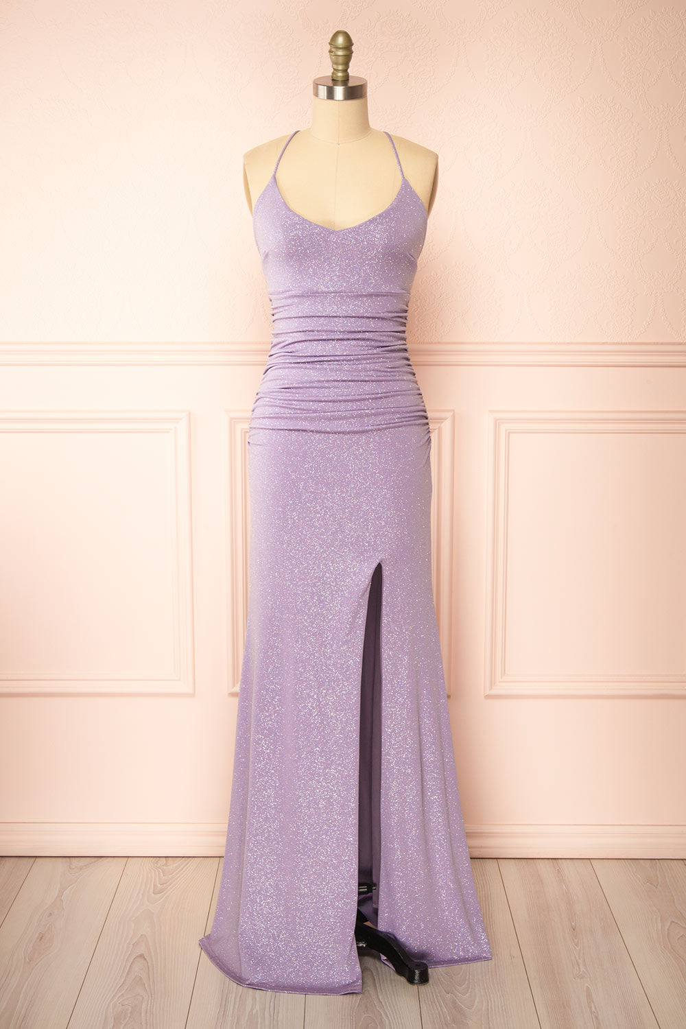 Samira Lavender | Sparkly Mermaid Maxi Dress with Slit