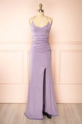 Samira Lavender | Sparkly Mermaid Maxi Dress with Slit