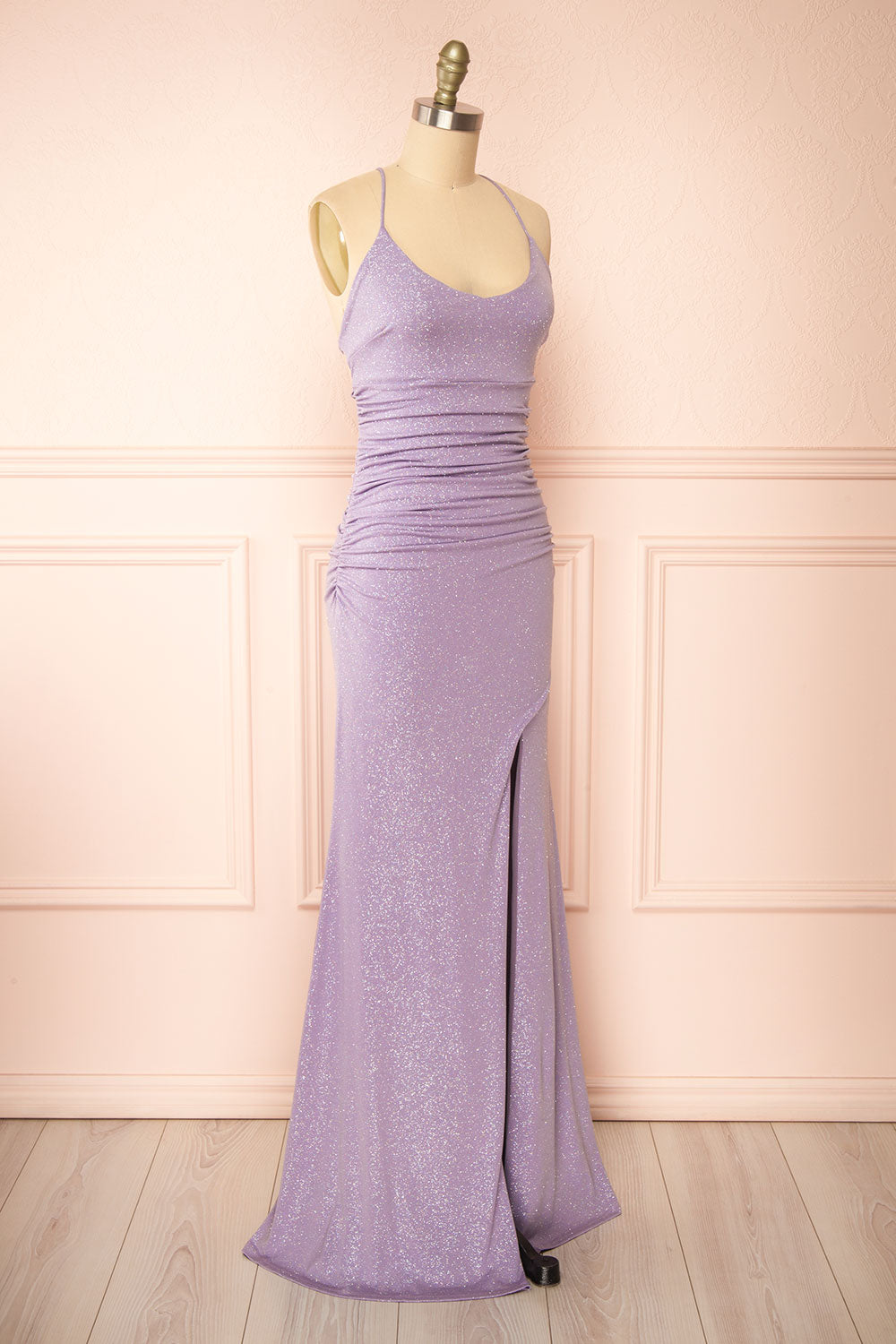 Samira Lavender | Sparkly Mermaid Maxi Dress with Slit