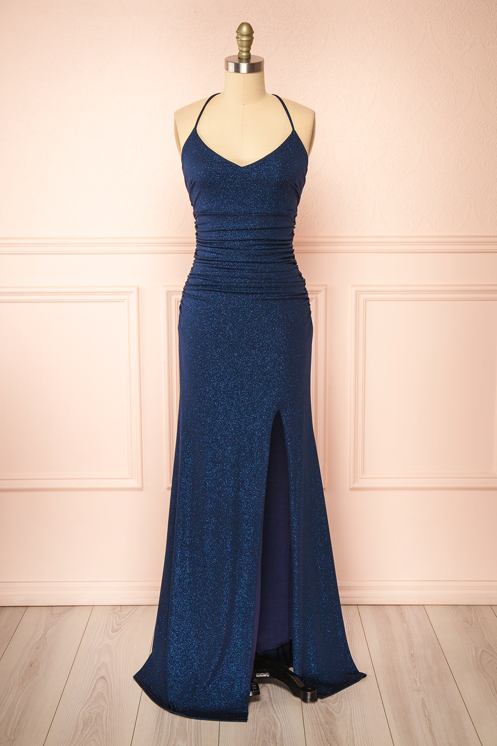 Samira Navy | Sparkly Mermaid Maxi Dress with Slit