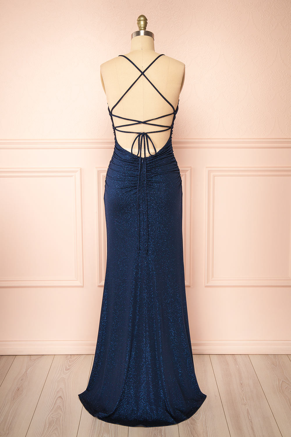Samira Navy | Sparkly Mermaid Maxi Dress with Slit