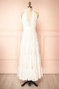 Sandos | Ivory Halter Maxi Dress with Lace