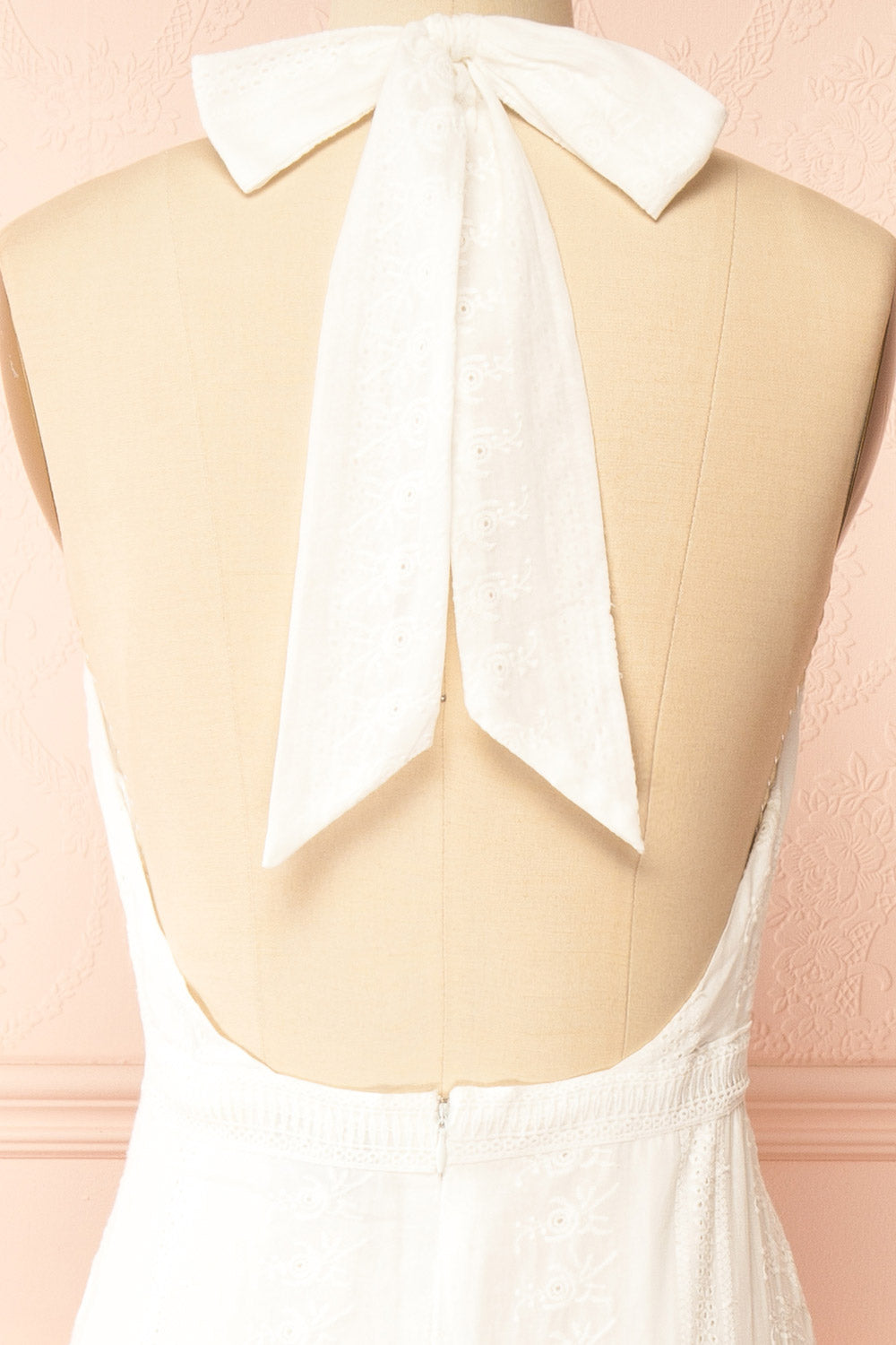 Sandos | Ivory Halter Maxi Dress with Lace