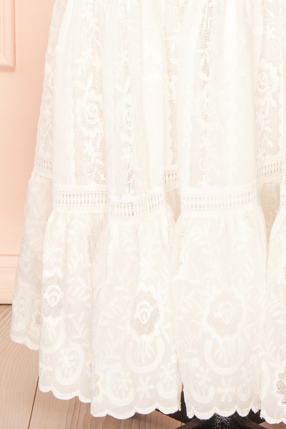 Sandos | Ivory Halter Maxi Dress with Lace