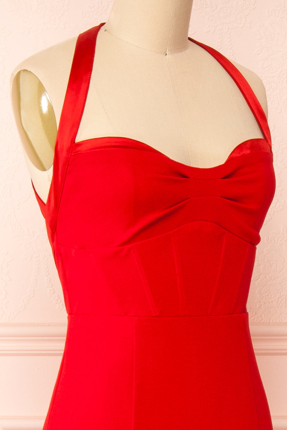Sandra Red | Halter Mermaid Maxi Dress w/ Open Back