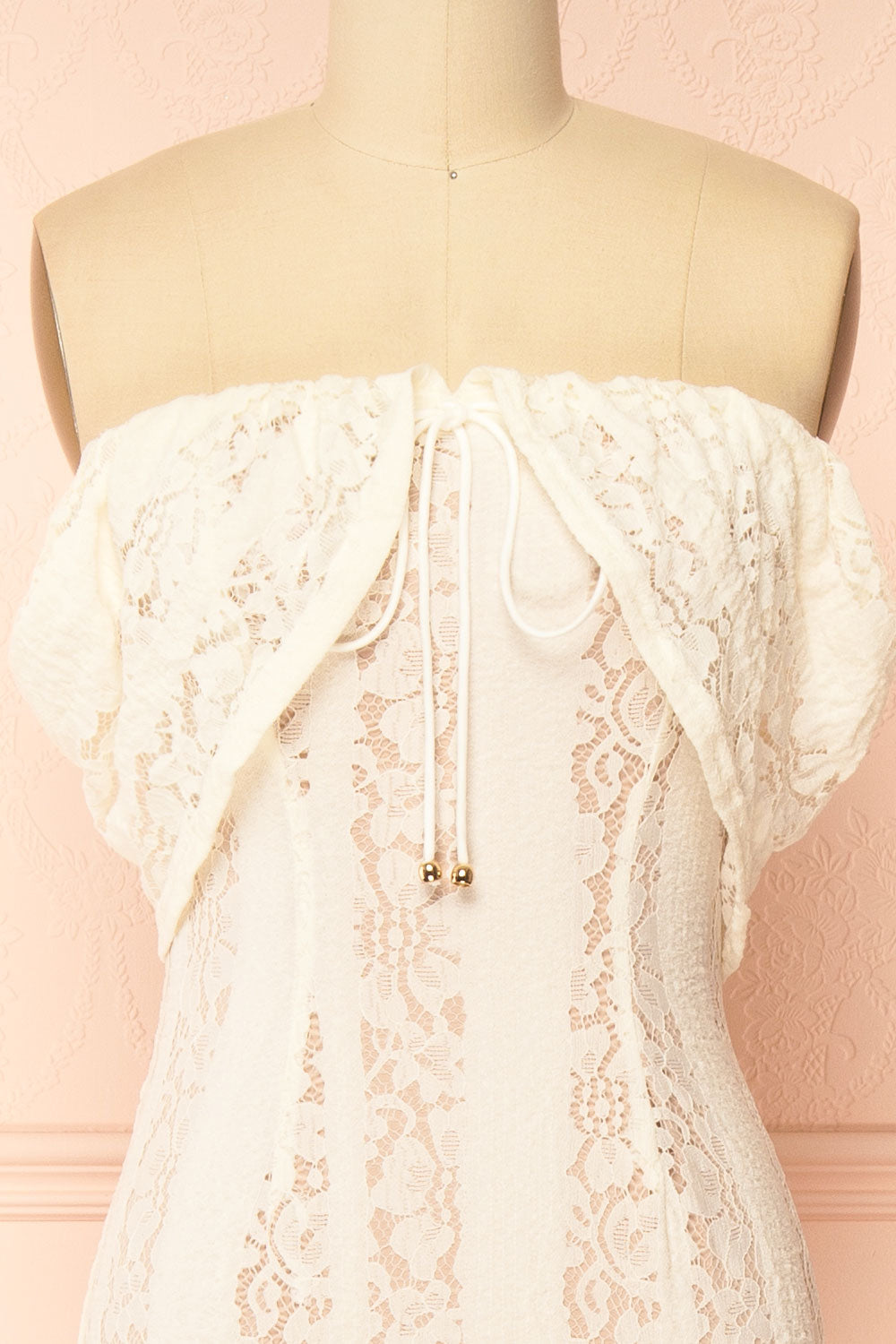Sangaya | Off-Shoulder Cream Lace Maxi Wedding Dress