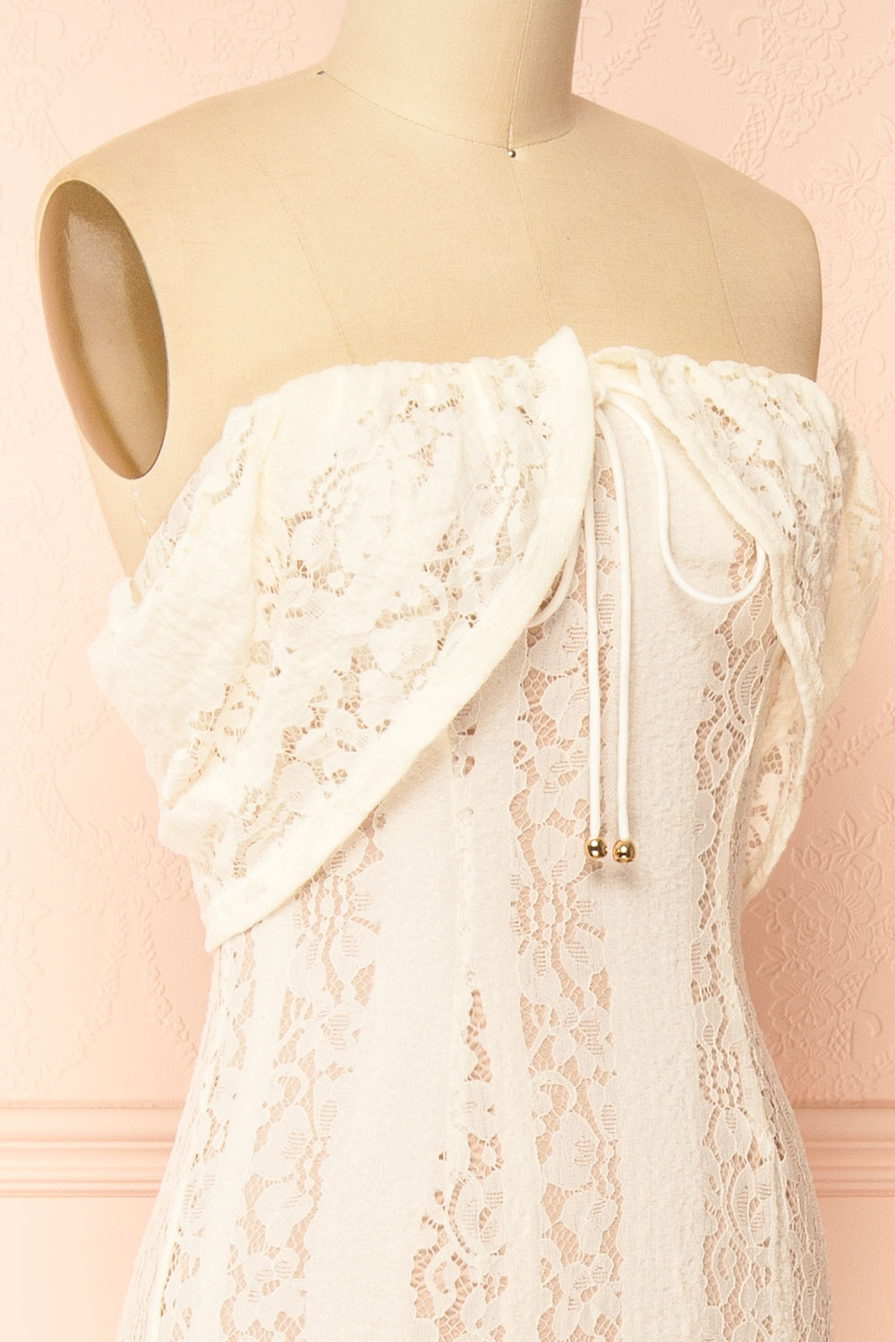 Sangaya | Off-Shoulder Cream Lace Maxi Wedding Dress